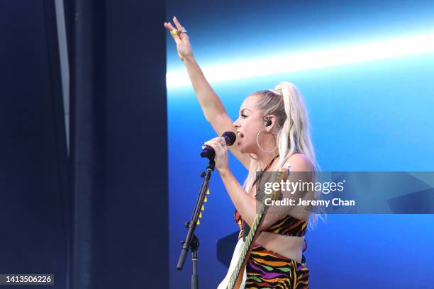 Lindsay Ell performs during day 4 of the 2022 Boots And Hearts Music Festival at Burl's Creek Event Grounds on August 07, 2022 in Oro Station,...