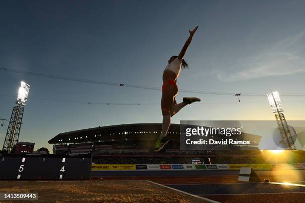Jazmin Sawyers of Team England competes during the Women's Long Jump Final on day ten of the Birmingham 2022 Commonwealth Games at Alexander Stadium...