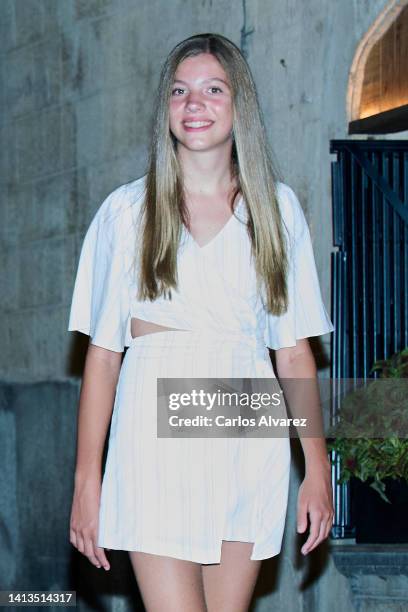 Princess Sofia of Spain leaves the Beatnik restaurant on August 07, 2022 in Palma de Mallorca, Spain.