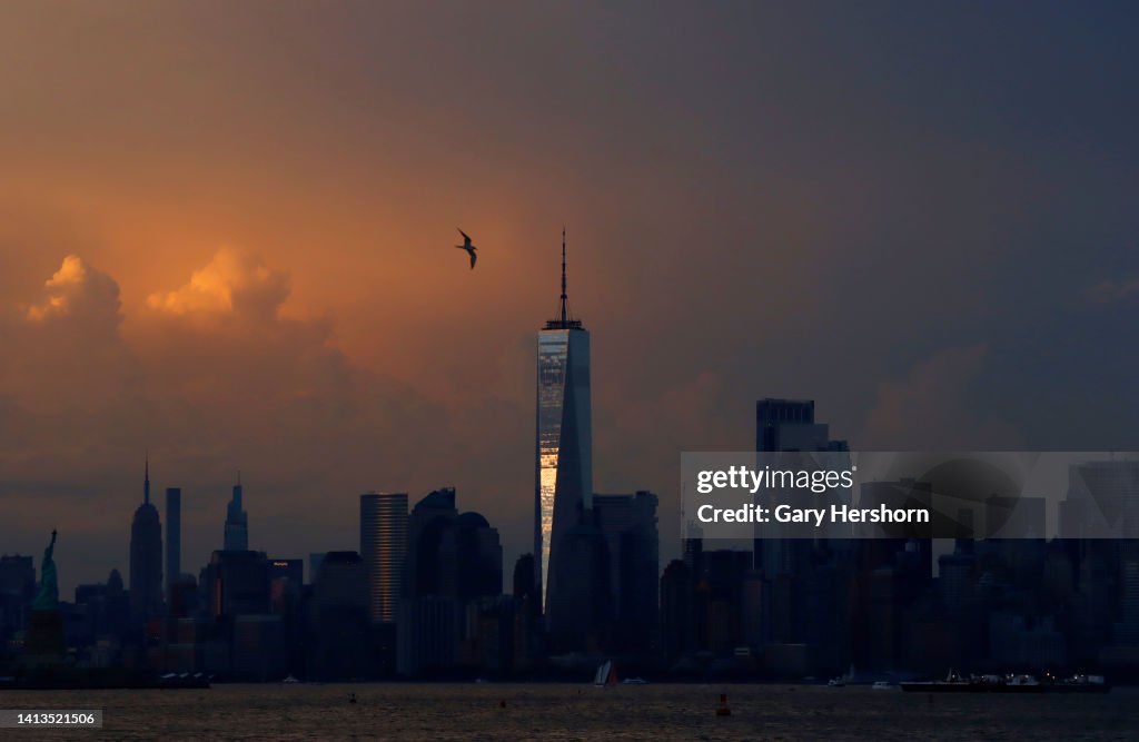 Sunset on One World Trade Center in New York City