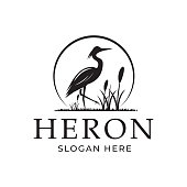 Stork Heron silhouette design symbol,design template