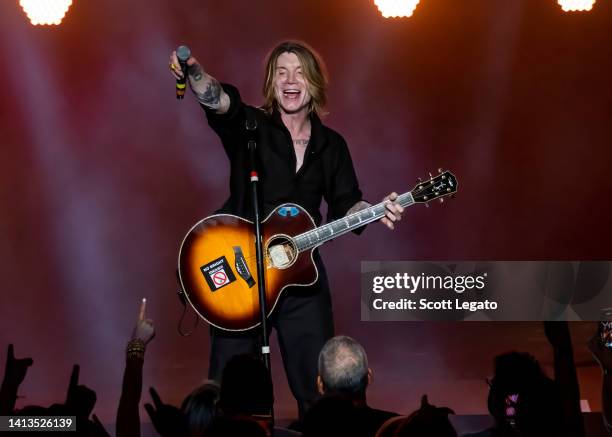 John Rzeznik of the Goo Goo Dolls performs at Michigan Lottery Amphitheatre on August 07, 2022 in Sterling Heights, Michigan.