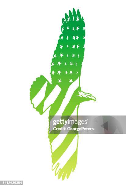 bald eagle and american flag - bald eagle flying stock illustrations