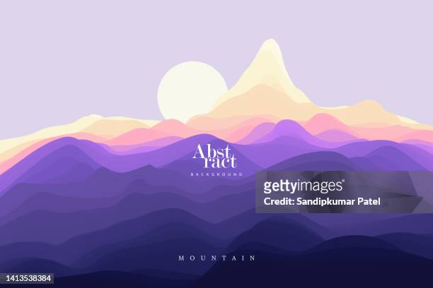 landscape with mountains and sun. sunrise. mountainous terrain. - emerging from ground stock illustrations
