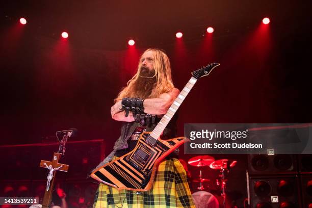 Guitarist Zakk Wylde of Black Label Society performs onstage at Hollywood Palladium on July 29, 2022 in Los Angeles, California.