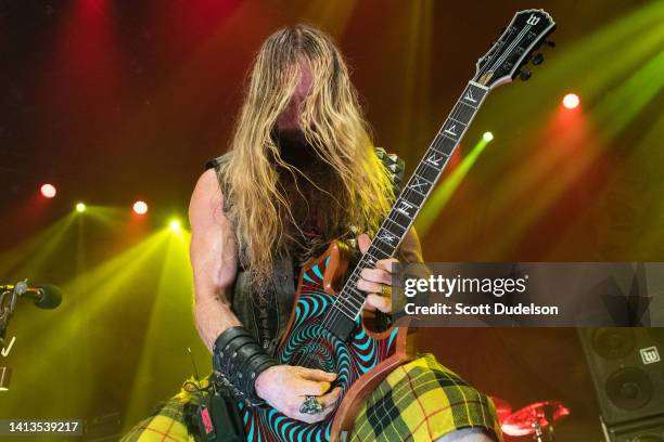 Guitarist Zakk Wylde of Black Label Society performs onstage at Hollywood Palladium on July 29, 2022 in Los Angeles, California.