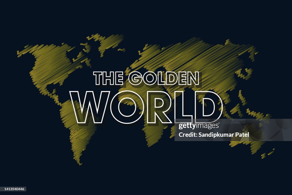 Golden World Development Golden World Map Premium Business Background High-Res Vector Graphic ...