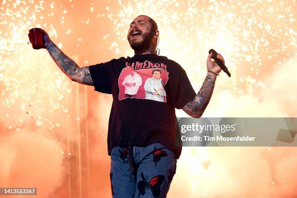 Post Malone performs during the 2022 Outside Lands Music and Arts Festival at Golden Gate Park on August 07, 2022 in San Francisco, California.