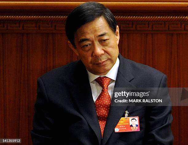 This photo taken on March 14 shows Chongqing Party Secretary Bo Xilai during the closing ceremony of the National People's Congress at the Great Hall...