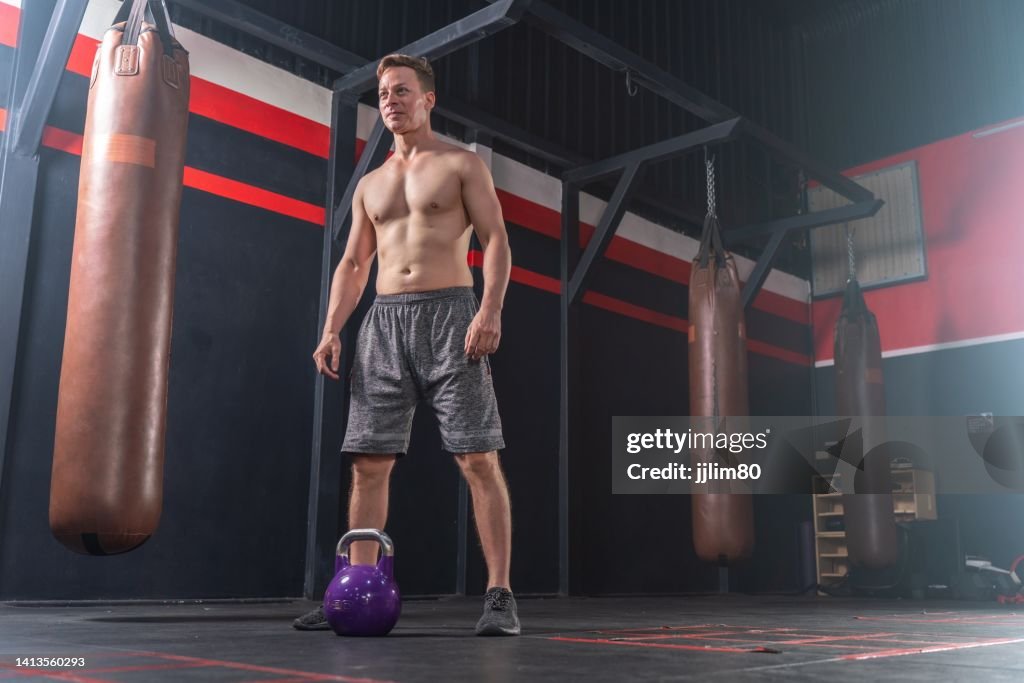 Boxer Build Body Young And Handsome Male Boxer With Muscular Build Body Doing Dumbbell ...