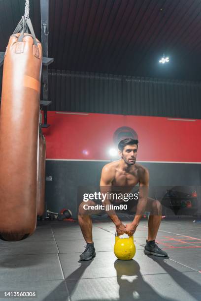 Boxer Build Body Young And Handsome Male Boxer With Muscular Build Body Doing Dumbbell ...