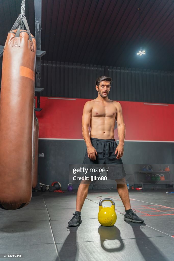 Boxer Build Body Young And Handsome Male Boxer With Muscular Build Body Doing Dumbbell ...
