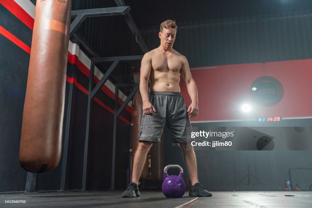Boxer Build Young And Handsome Male Boxer With Muscular Build Body Doing Dumbbell ...