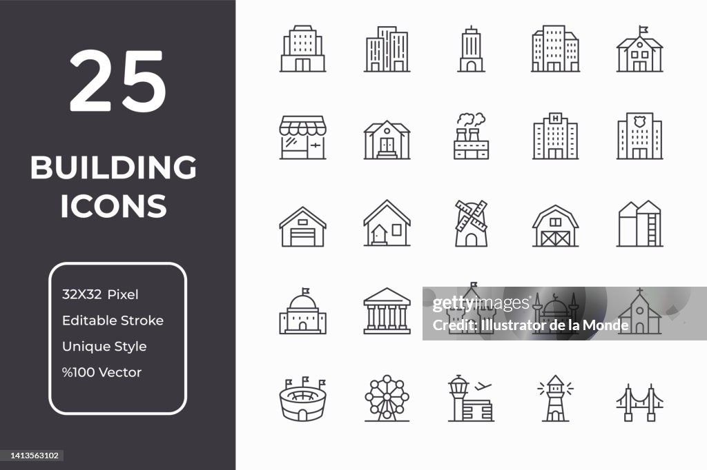 Buildings Line Icon Set