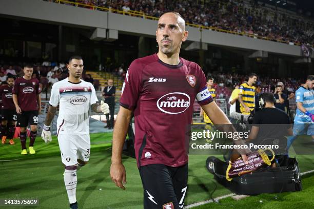 Franck Ribery of Salernitana during the Coppa Italia match between Salernitana and Parma Calcio at Stadio Arechi on August 07, 2022 in Salerno, Italy.