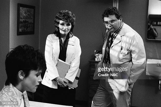 My Aim is True" Episode 6 -- Pictured: Rosalind Allen as Beverly Colfax, Sagan Lewis as Doctor Jacqueline Wade, Stephen Furst as Doctor Elliot...