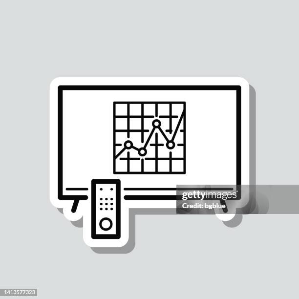 tv with graph. icon sticker on gray background - measuring height stock illustrations