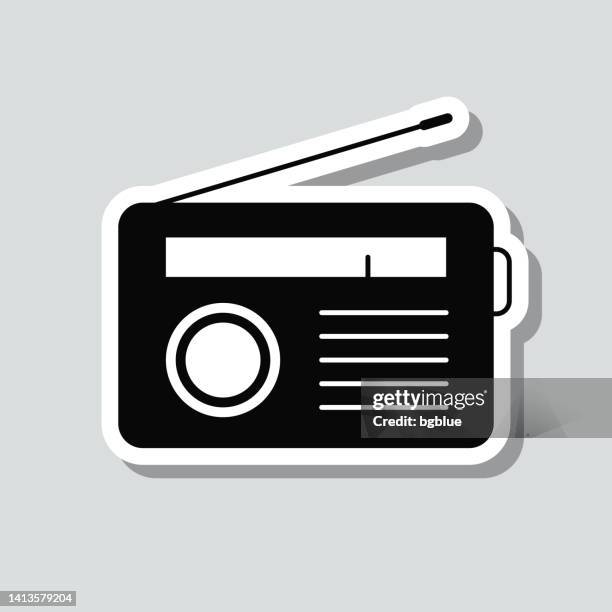 radio. icon sticker on gray background - portable radio stock illustrations