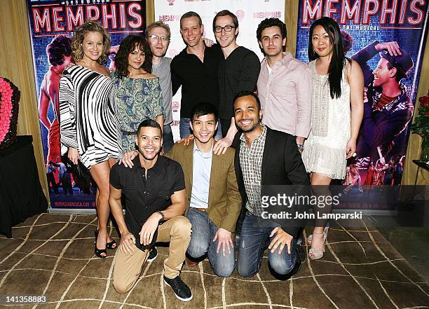 Anthony Rapp, Adam Pascal , Wilson Cruz, Telly Lung and the cast from the Broadway Musical Rent attend the "Memphis" celebration of 1000 Broadway...