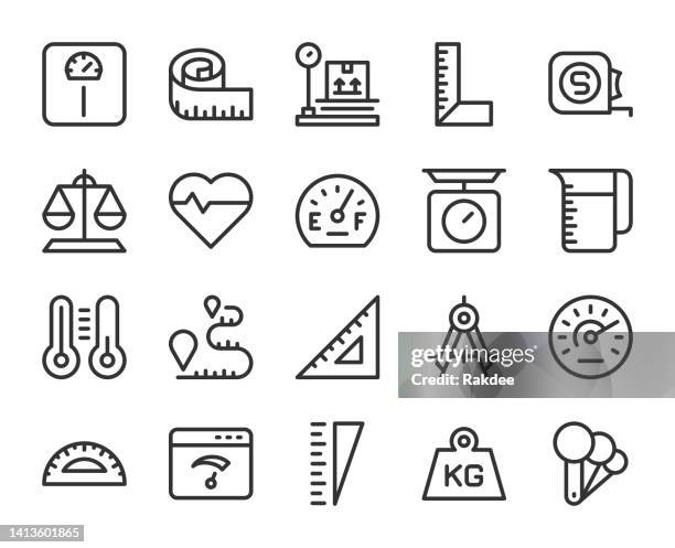 measuring - line icons - kilogram stock illustrations