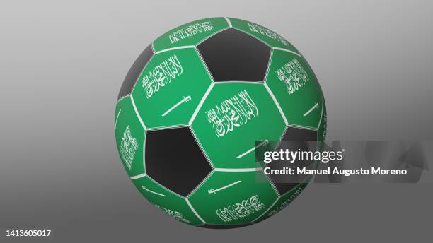 soccer ball with the flag of saudi arabia - saudi arabian flag stockfoto's en -beelden