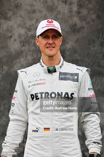 Michael Schumacher of Germany and Mercedes GP attends the drivers portrait session during previews to the Australian Formula One Grand Prix at the...