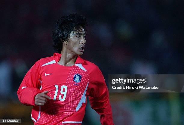 Ahn Jung-Hwan of South Korea in action during the East Asian Football Championship match between Japan and South Korea at Yokohama International...