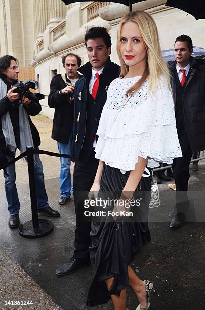Poppy Delevingne attends the Chanel Arrivals - Paris Fashion Week Womenswear Fall/Winter 2012 at the Grand Palais on March 6, 2012 in Paris, France.