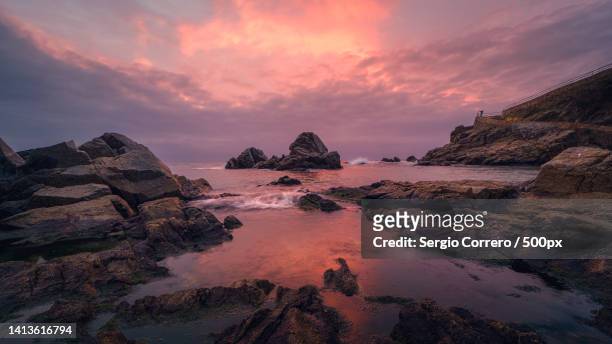 scenic view of sea against sky during sunset,costa brava,spain - catalonia stock pictures, royalty-free photos & images