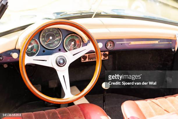 Porsche 356 Cabriolet classic sports car on display during the classic days event on August 6, 2022 in Düsseldorf, Germany. The 2022 edition of the...
