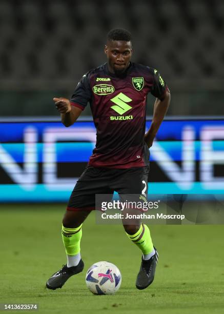 Brian Bayeye of Torino FC during the Coppa Italia Round of 32 match between Torino FC and Palermo FC at Olimpico Stadium on August 06, 2022 in Turin,...