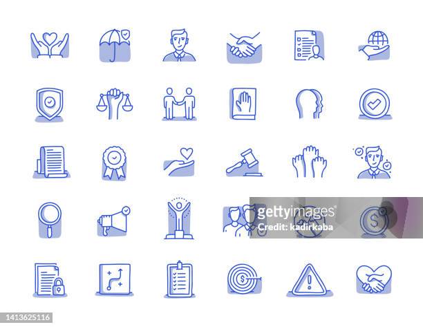 business ethics hand drawn line icon set - respect privacy stock illustrations