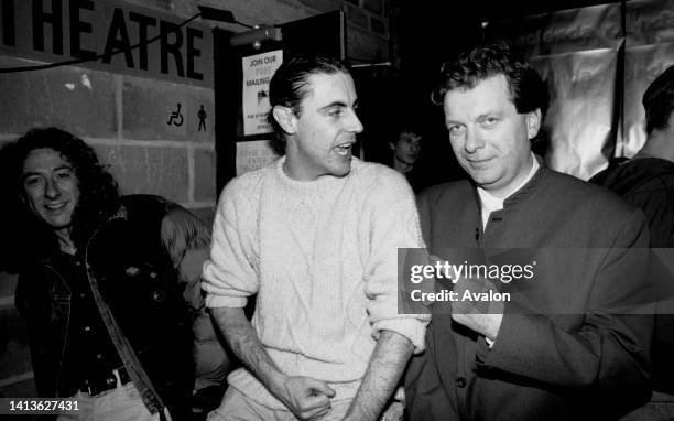 Nathan the Happy Mondays manager and Tony Wilson head of Factory Records, Manchester 1990.