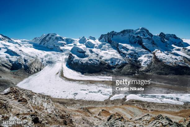 panoramic image of pennine alps with monte rosa in switzerland, europe - matterhorn switzerland stock pictures, royalty-free photos & images