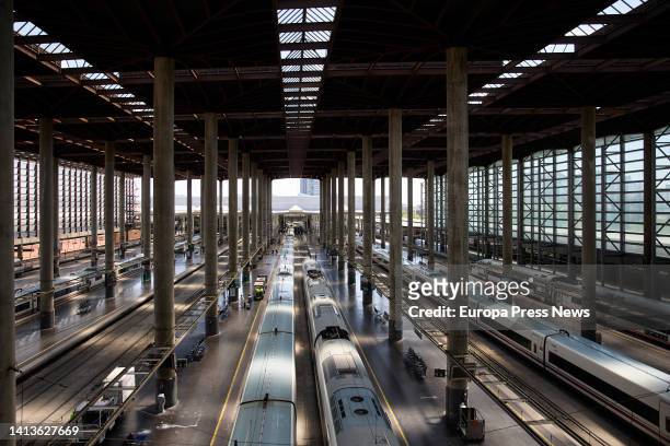 General view of the Ave Madrid - Puerta de Atocha station, on August 8 in Madrid, Spain. Adif has restored the railway circulation on both tracks in...