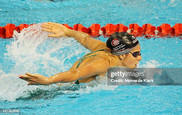 Stephanie Rice of Australia competes in the womens 400 metre individual medley final during day one of the Australian Olympic Swimming Trials at the...