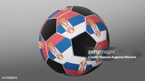 soccer ball with the flag of serbia - serbian flag stock pictures, royalty-free photos & images
