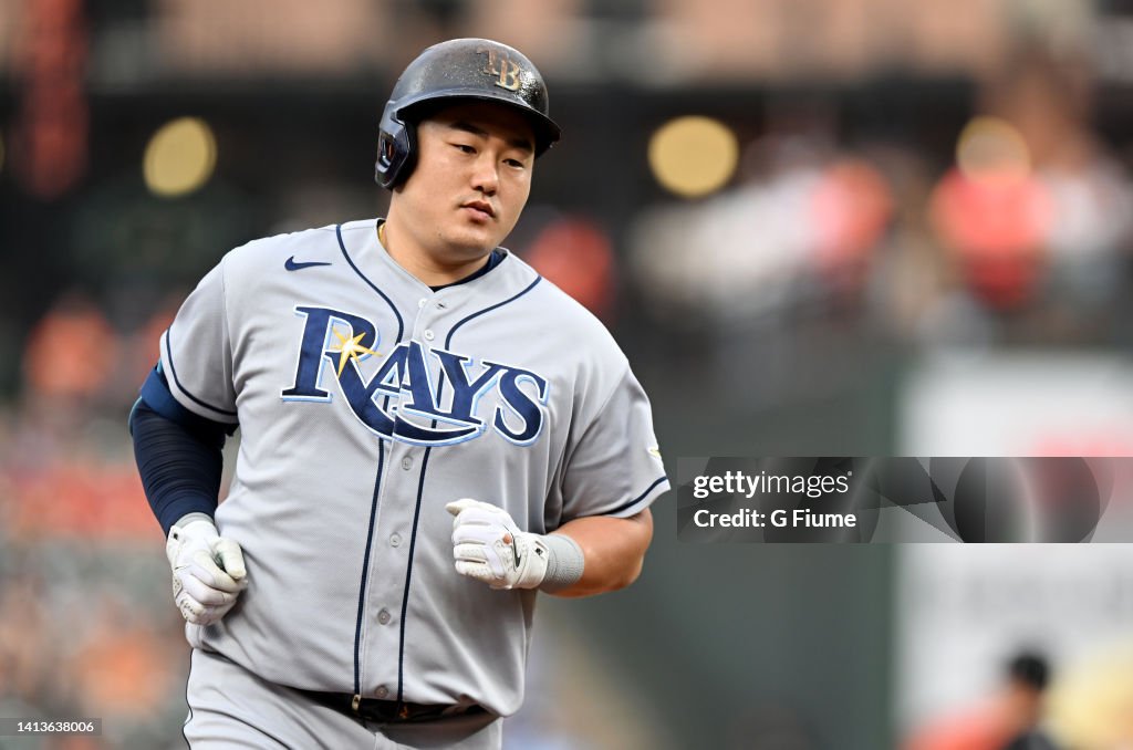 Ji-Man Choi of the Tampa Bay Rays rounds the bases after hitting a News  Photo - Getty Images
