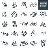 Donating And Giving Thin Line Icons - Editable Stroke