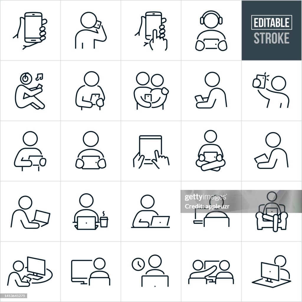 Computers And Devices Thin Line Icons - Editable Stroke