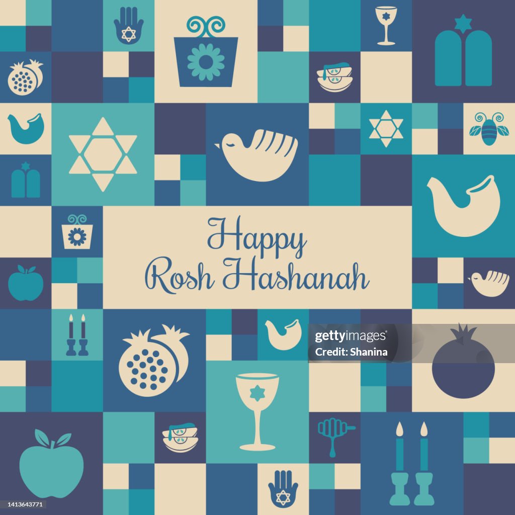Rosh Hashanah mosaic square design - v4