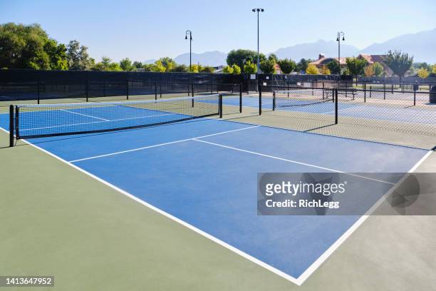 pickleball court en un parque público - tennis court fotografías e imágenes de stock