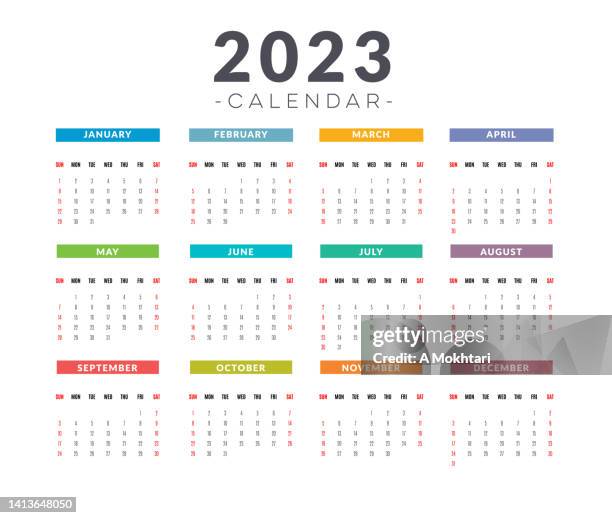 stockillustraties, clipart, cartoons en iconen met calendar 2023, basic model. - kalender