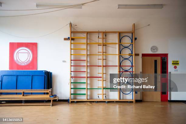 english primary school pe wall bars - school gymnastics stock pictures, royalty-free photos & images