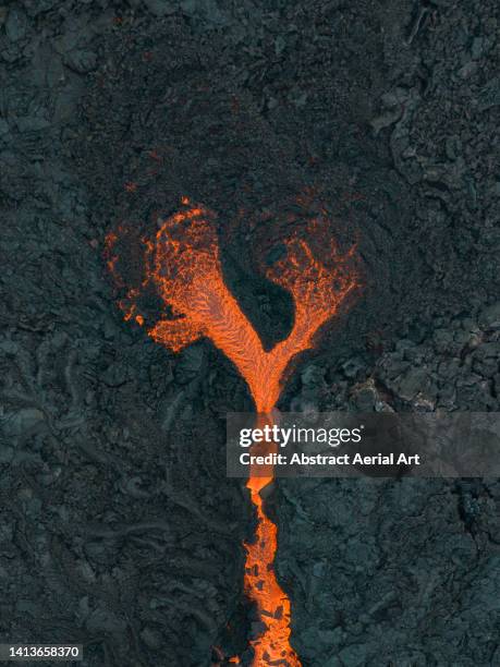 aerial image looking down on a lava flow, iceland - lava plain stock pictures, royalty-free photos & images