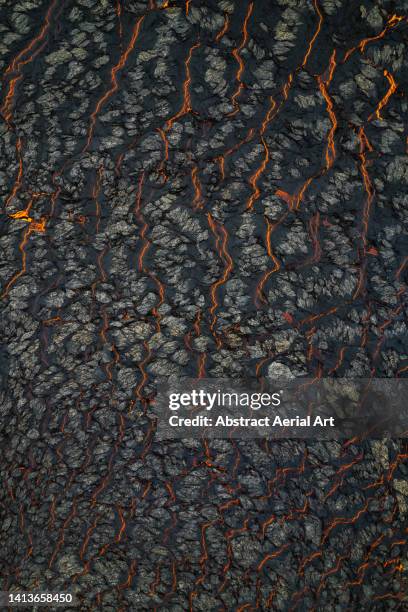 textures of a lava plain photographed from a drone hovering directly above, iceland - volcanic rock stock pictures, royalty-free photos & images