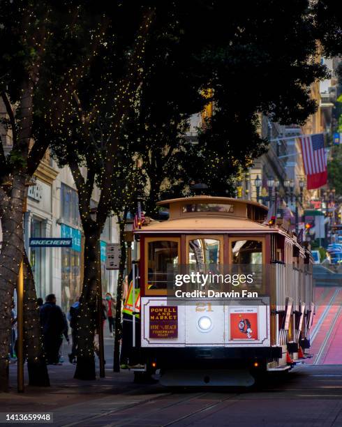 san francisco cable car - market street san francisco stockfoto's en -beelden