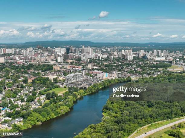 aerial view of old ottawa east area ottawa ontario,canada - ottawa canada stock pictures, royalty-free photos & images