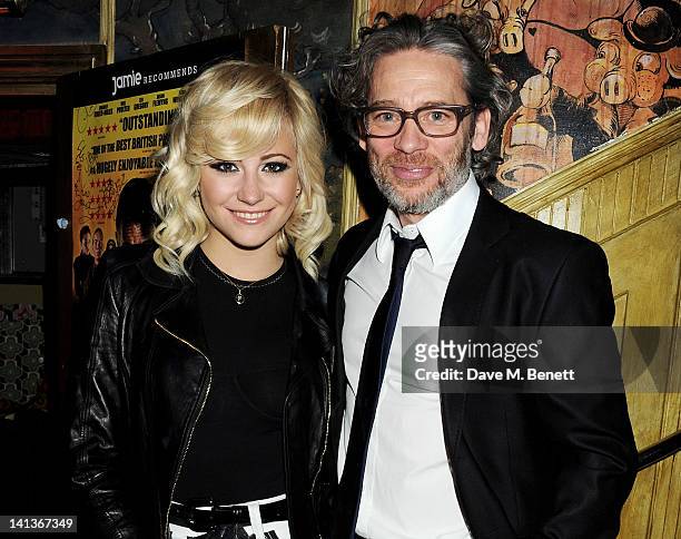 Pixie Lott and Dexter Fletcher attend a private screening of Dexter Fletcher's directorial debut 'Wild Bill' hosted by chef Jamie Oliver at The Box...