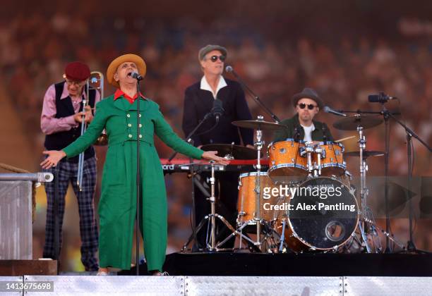 Dexys perform during the Birmingham 2022 Commonwealth Games Closing Ceremony at Alexander Stadium on August 08, 2022 on the Birmingham, England.